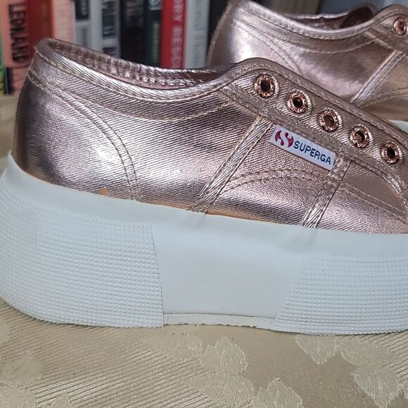Superga 2790 Matte METALLIC PLATFORM Rose Gold Sneaker Bronze Sizzling Lady US 6 - Picture 3 of 16